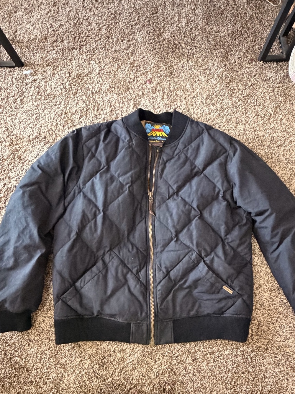 Eddie Bauer Navy Quilted Bomber Jacket